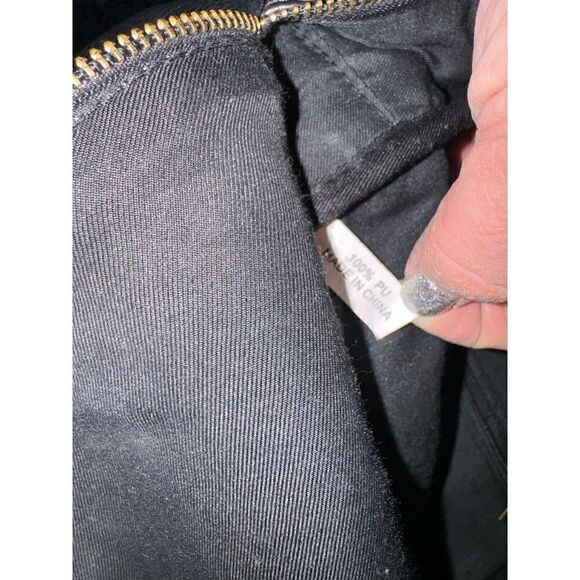 Rhinestone strap rivet studded black vegan leather backpack - Picture 11 of 11